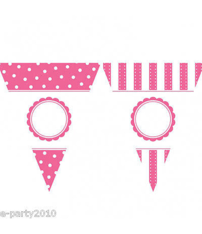 Amscan Inc. Banner - Pennant Damask Dots Hot Pink