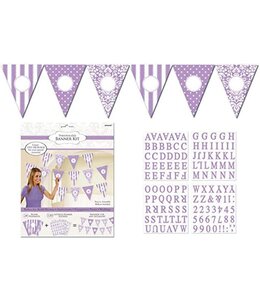 Amscan Inc. Banner - Pennant Damask Dots Light Purple