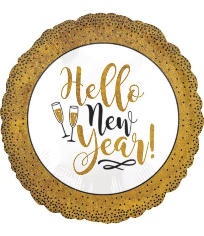 18 Inch Foil Balloon-New Year Glitter Gold Holographic