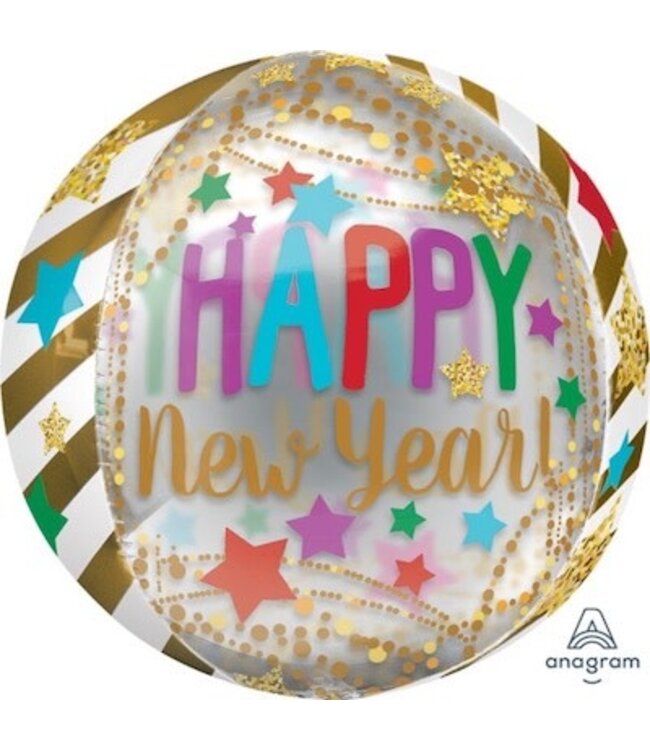 Orbz Foil Balloon-Happy New Year Streamers & Stars