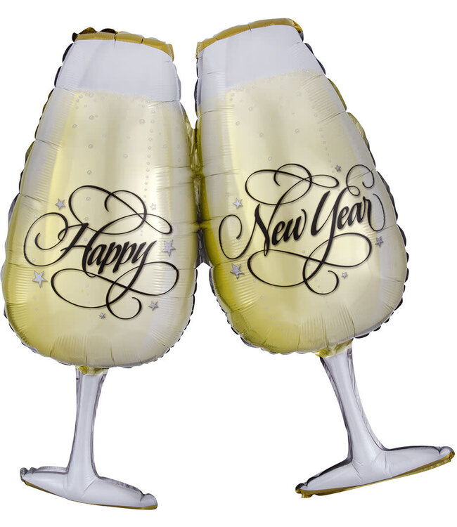 Anagram Supershape Foil Balloon-New Year's Toasting Glasses
