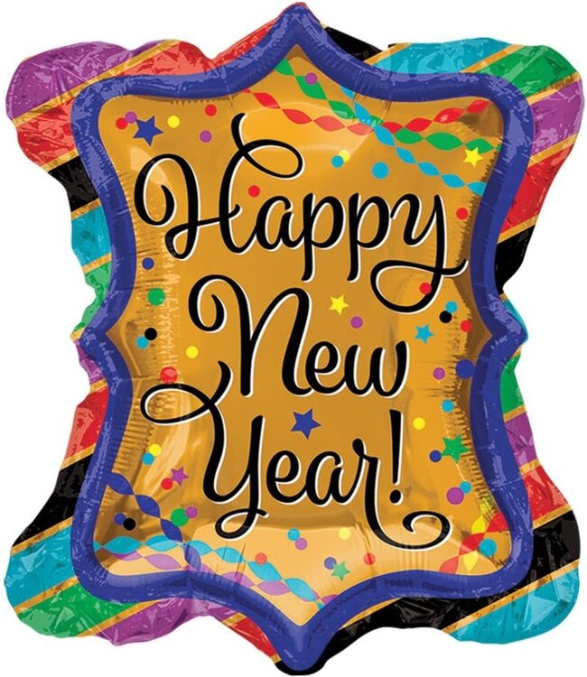 Burton & Burton Supershape Foil Balloon-Happy New Year  Ruffle Frame