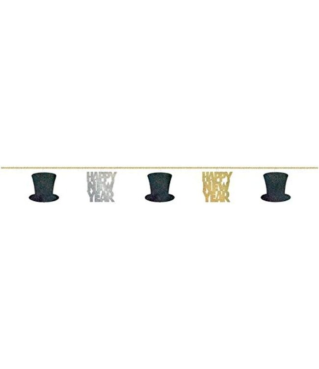 New Years Sequin Ring Garland - Black/Silver/Gold
