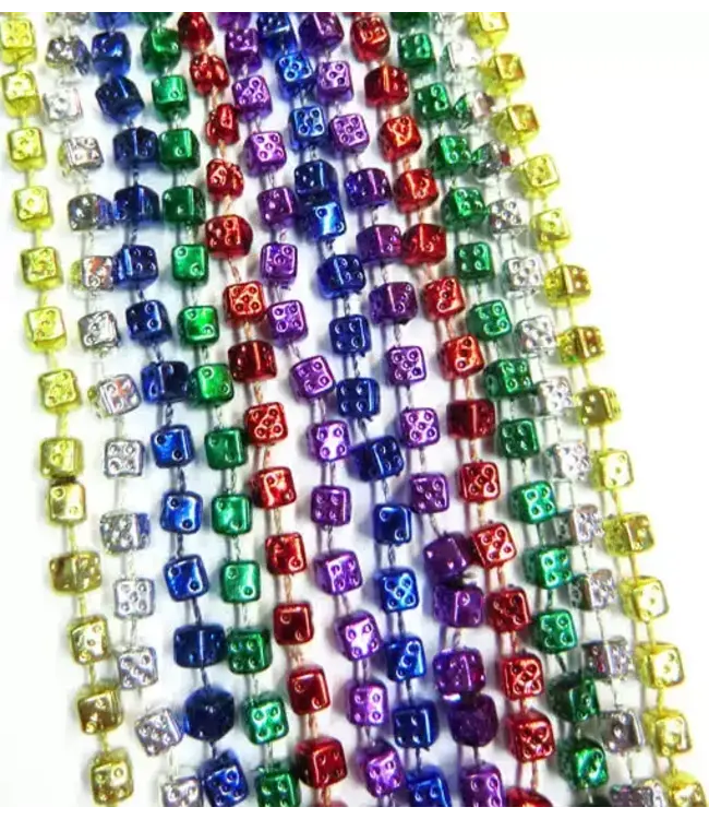 Party Time Bead Necklaces Pk/5-Colorful Dice