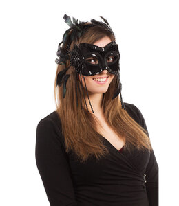 Black Velvet Mask & Feathers Mask
