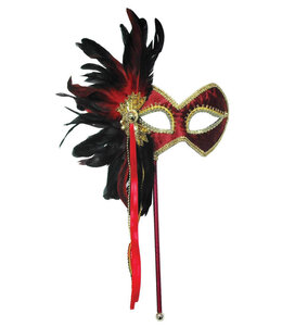 Red Mask & Feathers On Stick