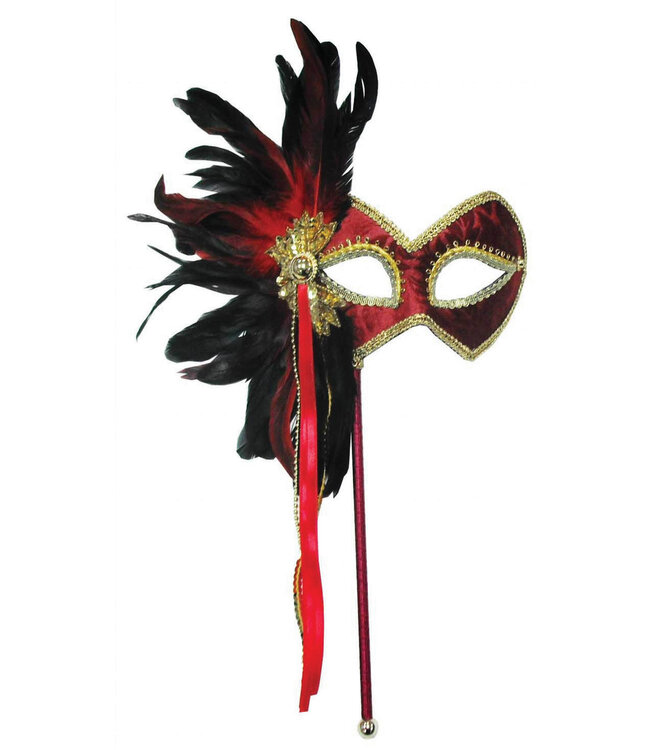 Red Mask & Feathers On Stick