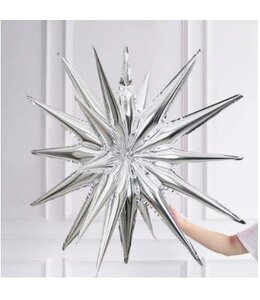 6pcs Aluminum Foil Explosion Star Balloon-Silver