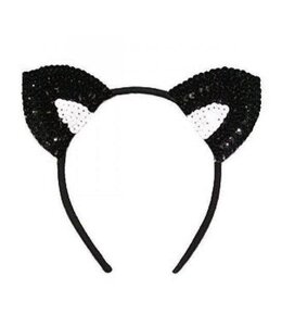 Rubies Costumes Black & White Sequin Cat Ears