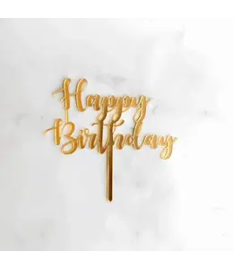Cake Topper Happy Birthday-Gold