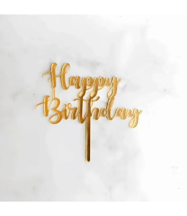 Cake Topper Happy Birthday-Gold