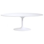 WHITE TRUMPET OVAL  DINING TABLE 67" x 43"