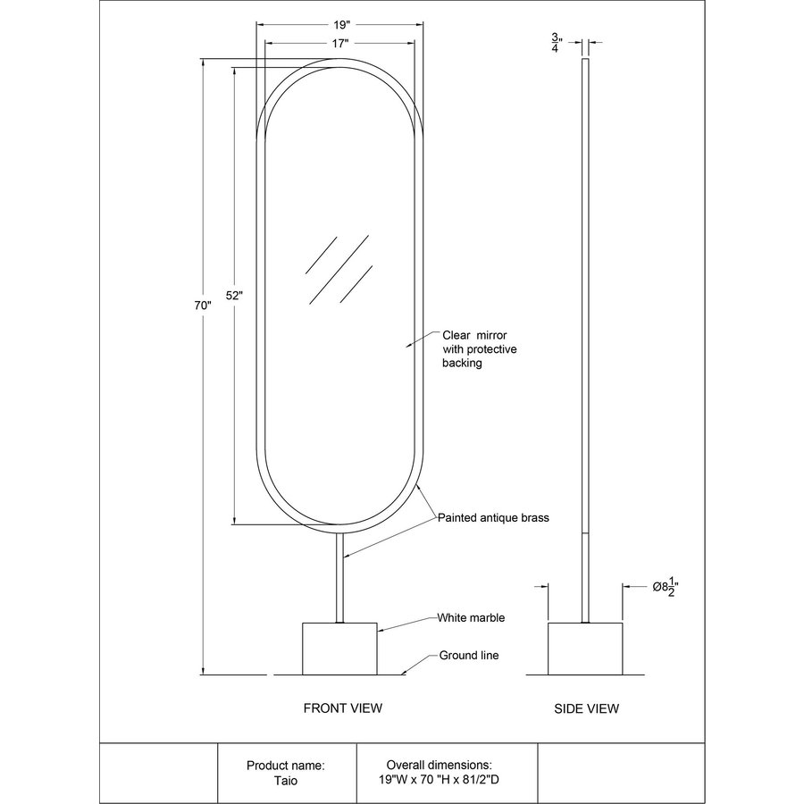 TAIO MIROIR 70''x19''