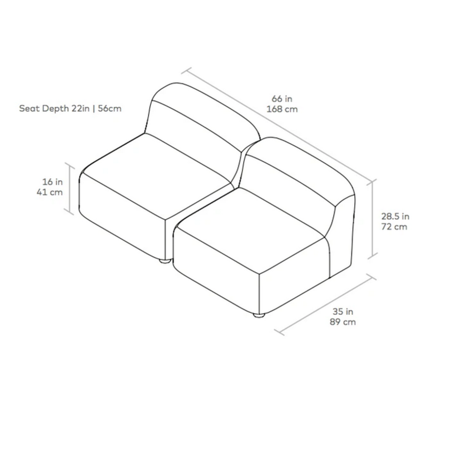 CAUSEUSE MODULAIRE CIRCUIT - 2 PIÈCES par Gus* Modern