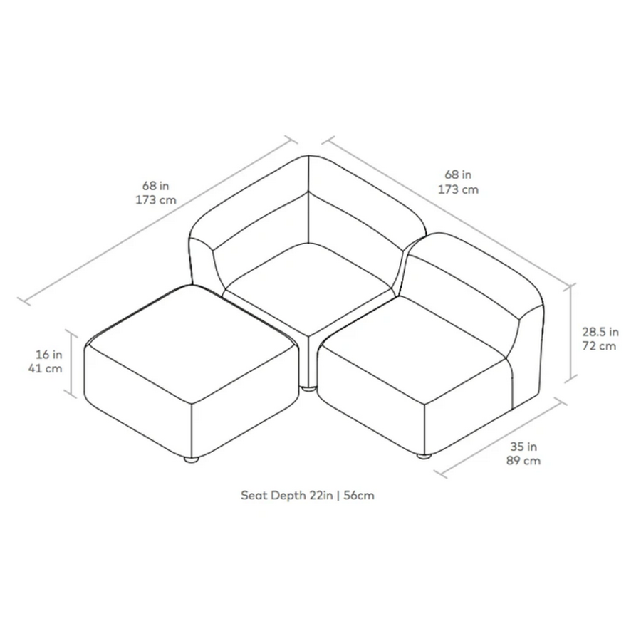 Lovaco /CIRCUIT MODULAR SECTIONAL 3 PIECES by Gus* Modern LOVACO