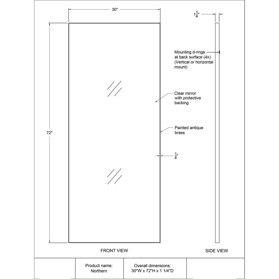 MIROIR NORTHERN 72''x30''