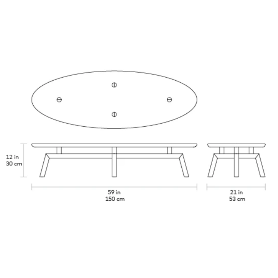 TABLE À CAFÉ SOLANA OVALE par Gus* Modern