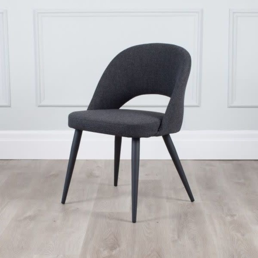 COCO DINING CHAIR BLACK AND BLACK METAL BASE