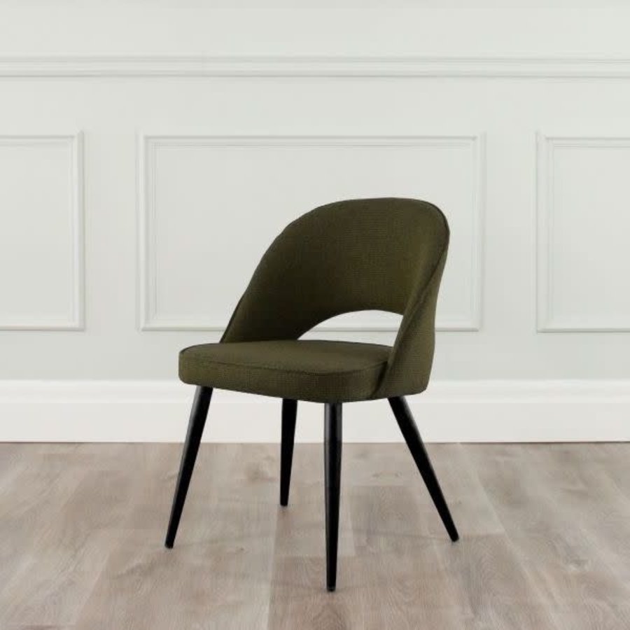 COCO DINING CHAIR GREEN PINE FABRIC AND BLACK METAL BASE / FLOOR MODEL