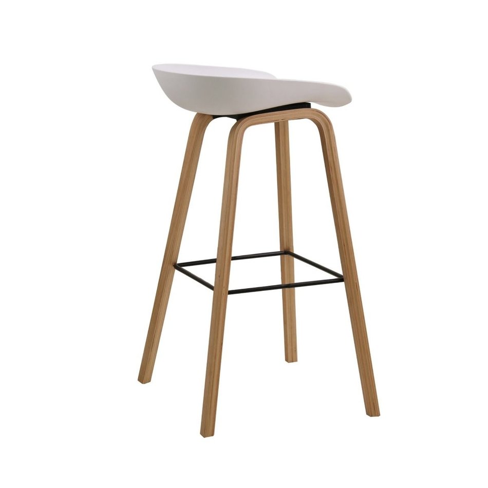 HAY COUNTER STOOL WHITE WITH WOOD BASE