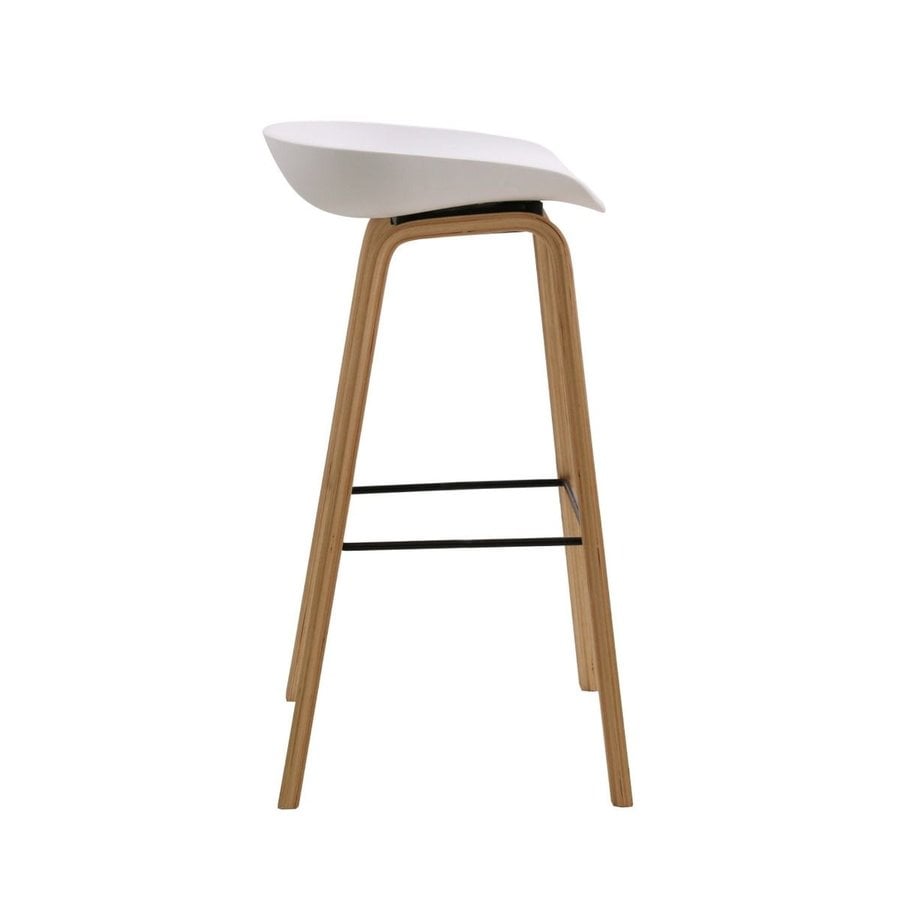 HAY COUNTER STOOL WHITE WITH WOOD BASE