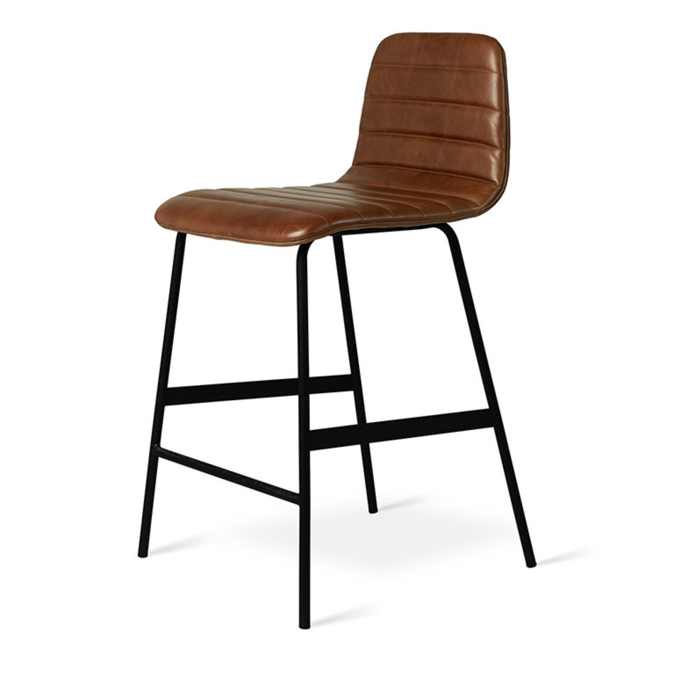 LECTURE COUNTER STOOL WITH BROWN LEATHER by Gus* Modern