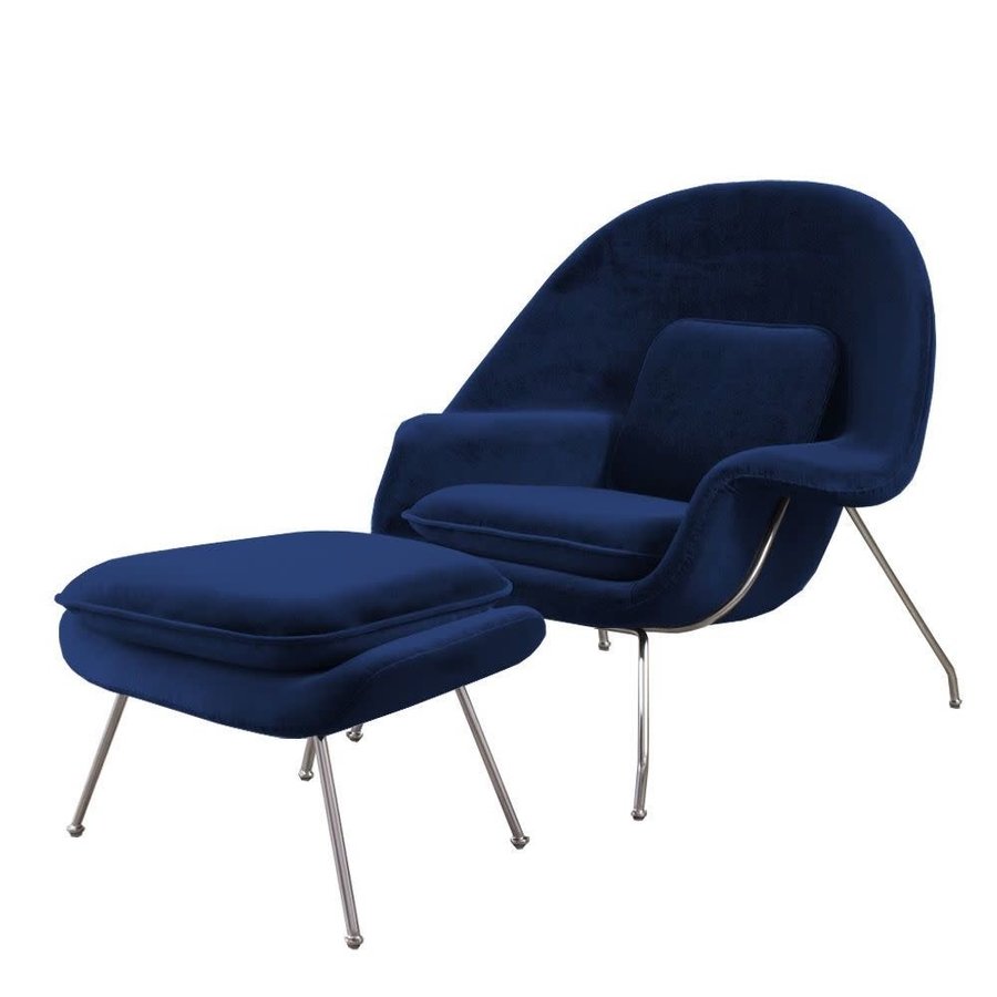 FAUTEUIL NEST + OTTOMAN  AVEC VELOURS