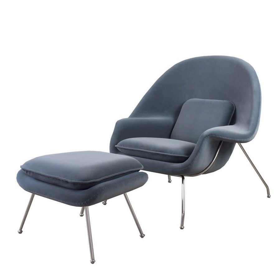 FAUTEUIL NEST + OTTOMAN  AVEC VELOURS