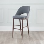COCO COUNTER STOOL FABRIC GREY / METAL BASE WITH WALNUT IMPRINT