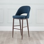 COCO COUNTER STOOL FABRIC STONE BLUE/ METAL BASE WITH WALNUT IMPRINT