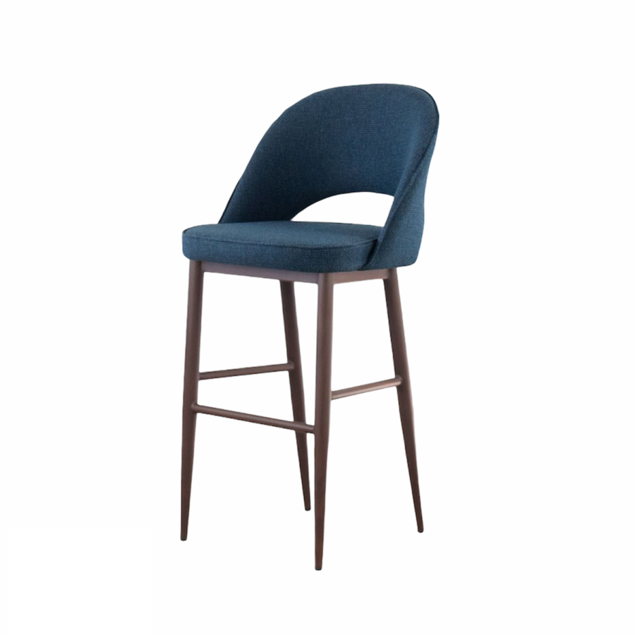 COCO COUNTER STOOL FABRIC STONE BLUE/ METAL BASE WITH WALNUT IMPRINT