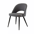 COCO DINING CHAIR GREY FABRIC AND BLACK METAL BASE