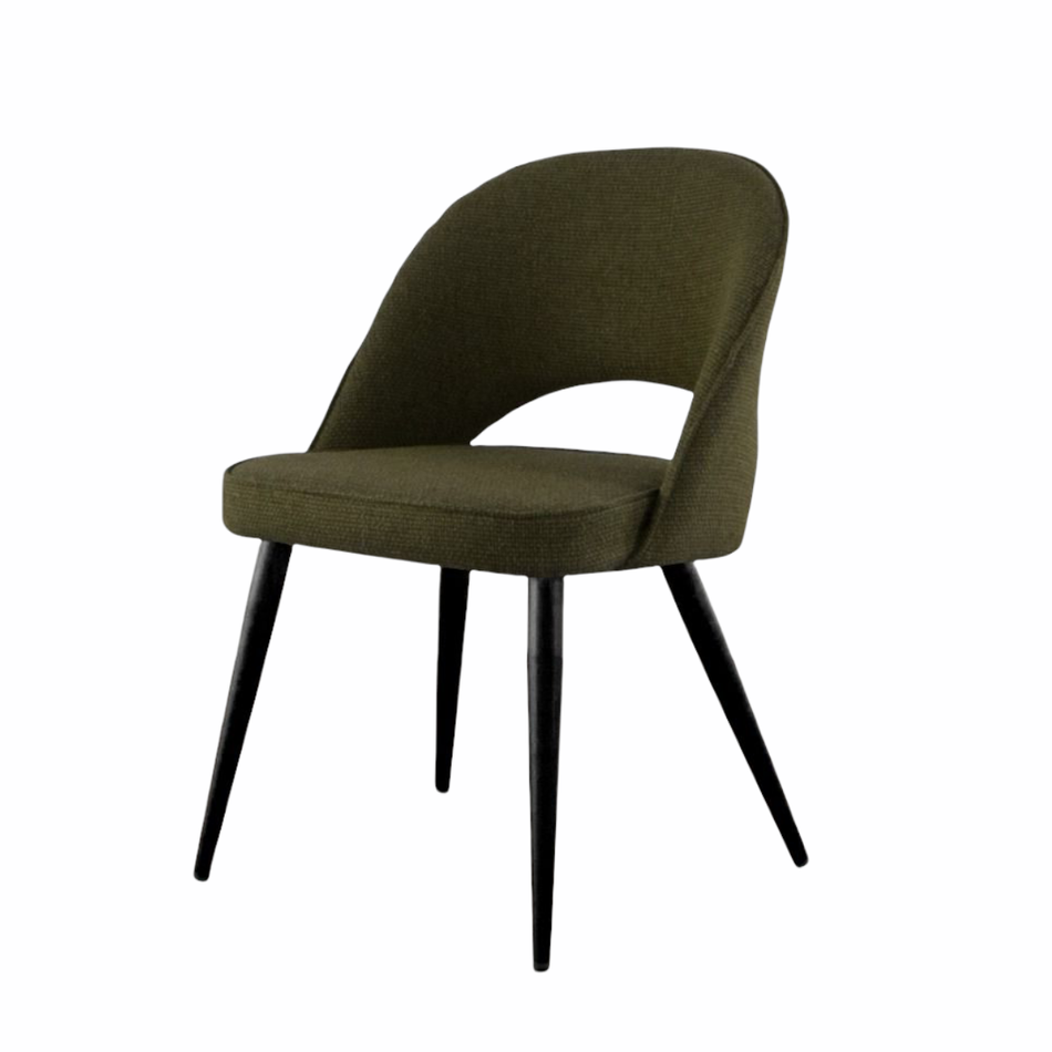 COCO DINING CHAIR GREEN PINE FABRIC AND BLACK METAL BASE