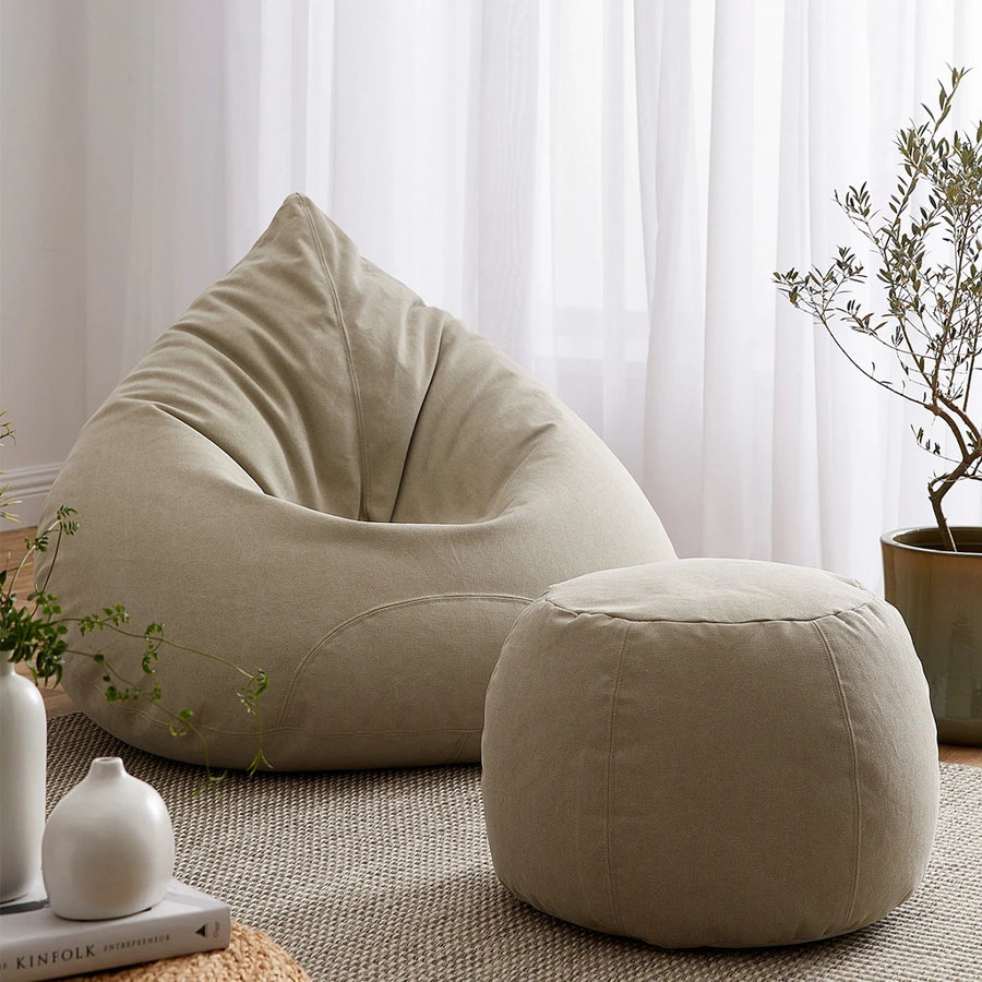 LOKA BEAN BAG CREAM + OTTOMAN