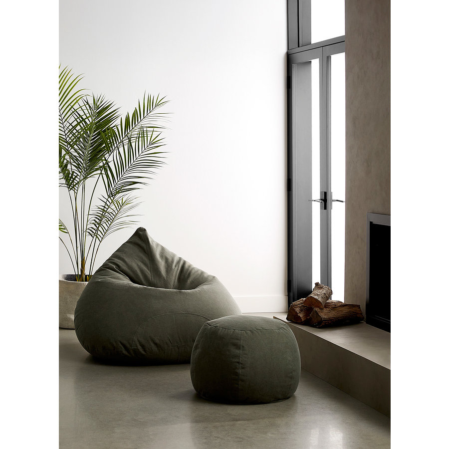 BEAN BAG LOKA VERT ARMÉ + OTTOMAN