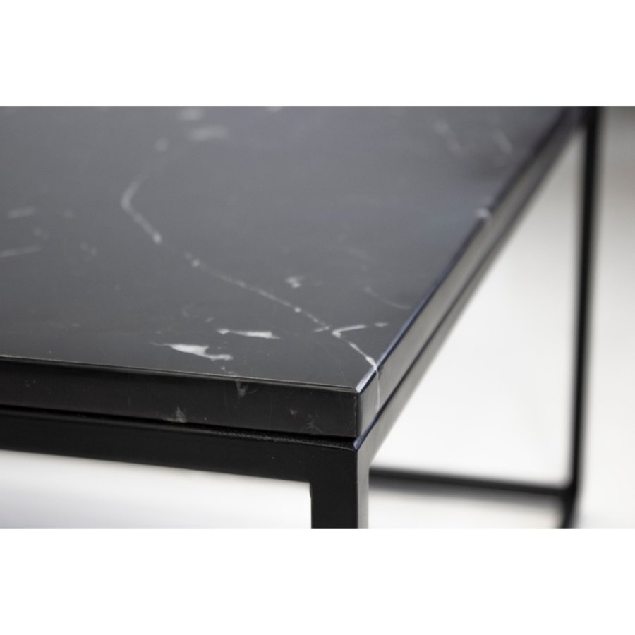 TABLE À CAFÉ ONIX RECTANGULAIRE - MARBRE NOIR + BASE NOIRE