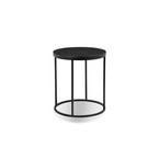 TABLE D'APPOINT ONIX RONDE - PLATEAU MARBRE NOIR + BASE NOIRE