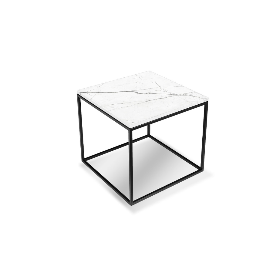 ONIX SIDE TABLE - WHITE MARBLE TOP + BLACK BASE