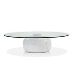 SKIP COFFEE TABLE CLEAR GLASS / WHITE MARBLE