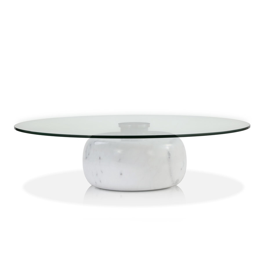 SKIP COFFEE TABLE CLEAR GLASS / WHITE MARBLE