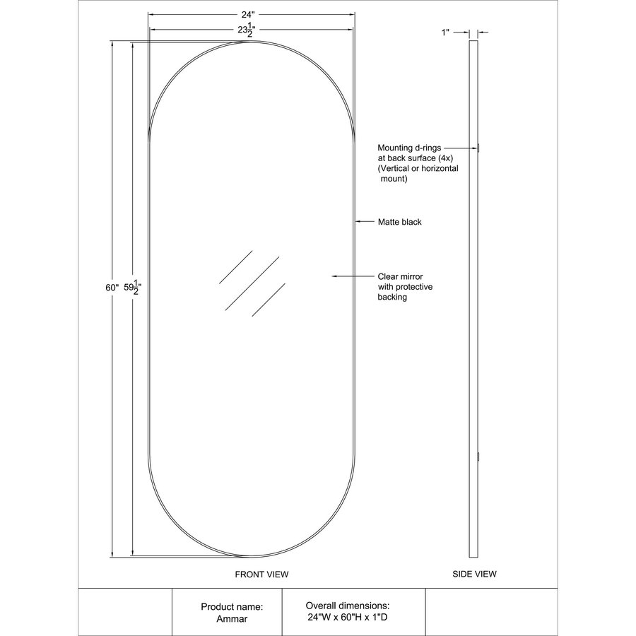 MIROIR AMMAR 24''X60''