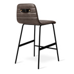 LECTURE COUNTER STOOL GREY LEATHER