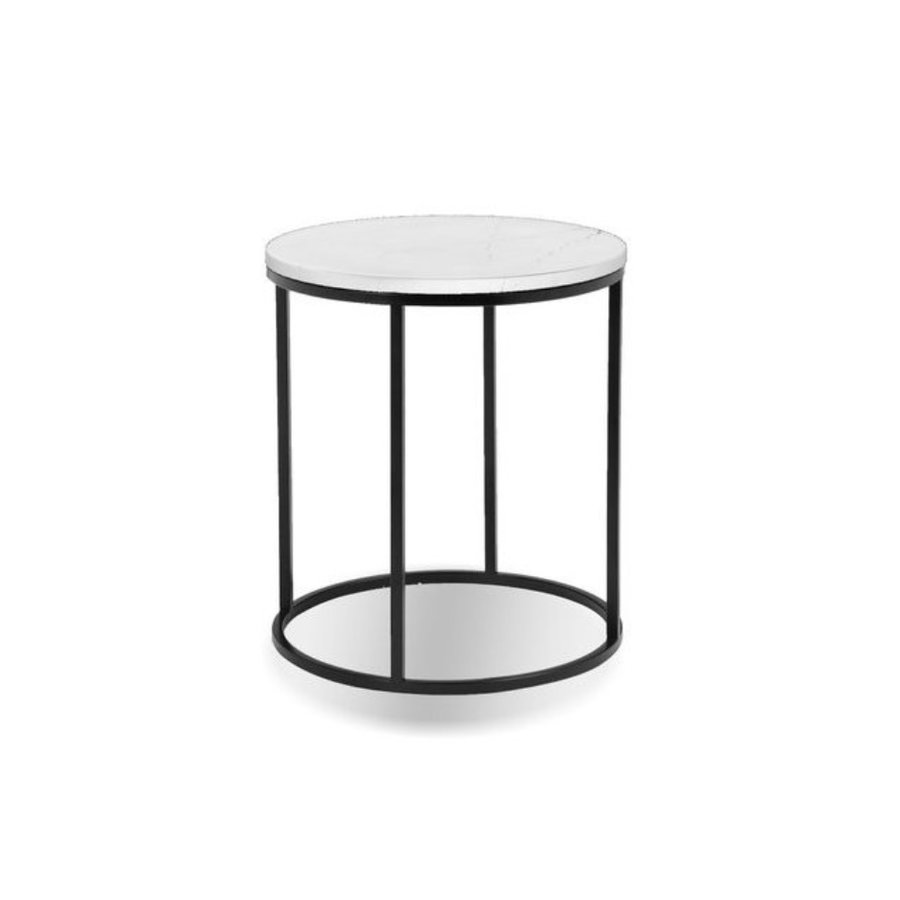 ONIX SIDE TABLE ROUND - WHITE MARBLE TOP + BLACK BASE
