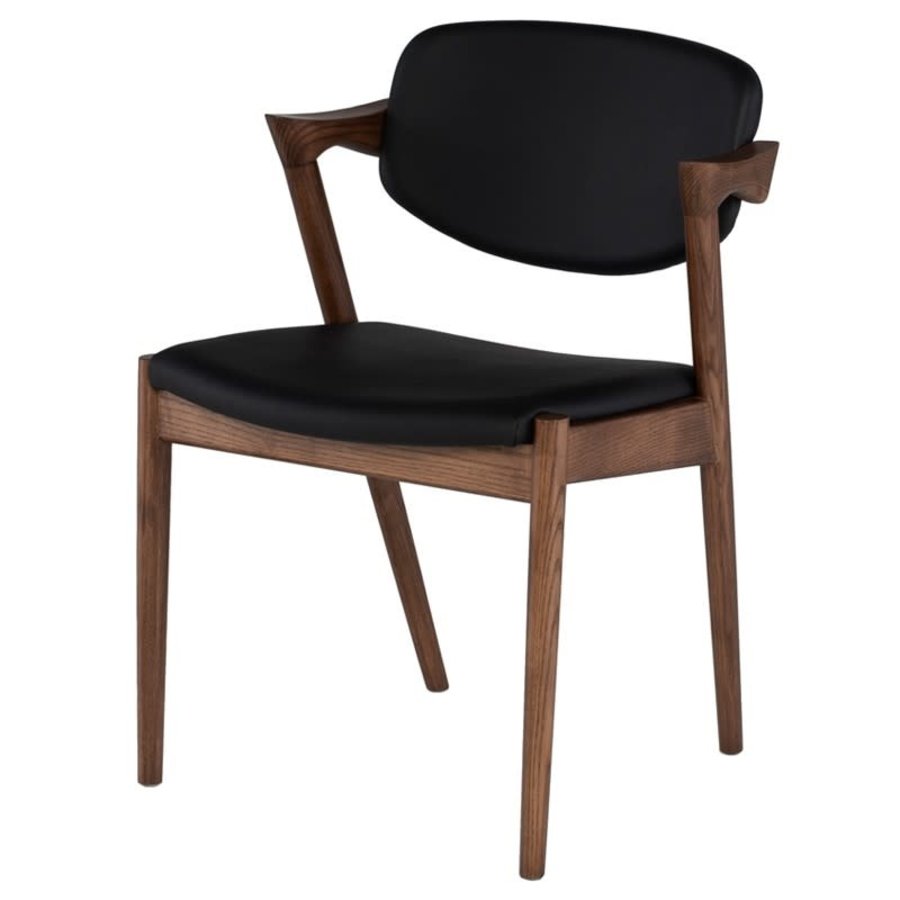 CHAISE KALLI NOYER/CUIR SYNTHÉTIQUE NOIR