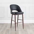 COCO COUNTER STOOL BLACK COCO COUNTER STOOL BLACK SYNTHETIC LEATHER / METAL BASE WITH WALNUT IMPRIT LEATHER / METAL BASE WITH WALNUT IMPRIT