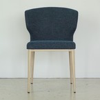 CABO CHAIR BLUE / METAL BASE WITH NATURAL WOOD IMPRINT