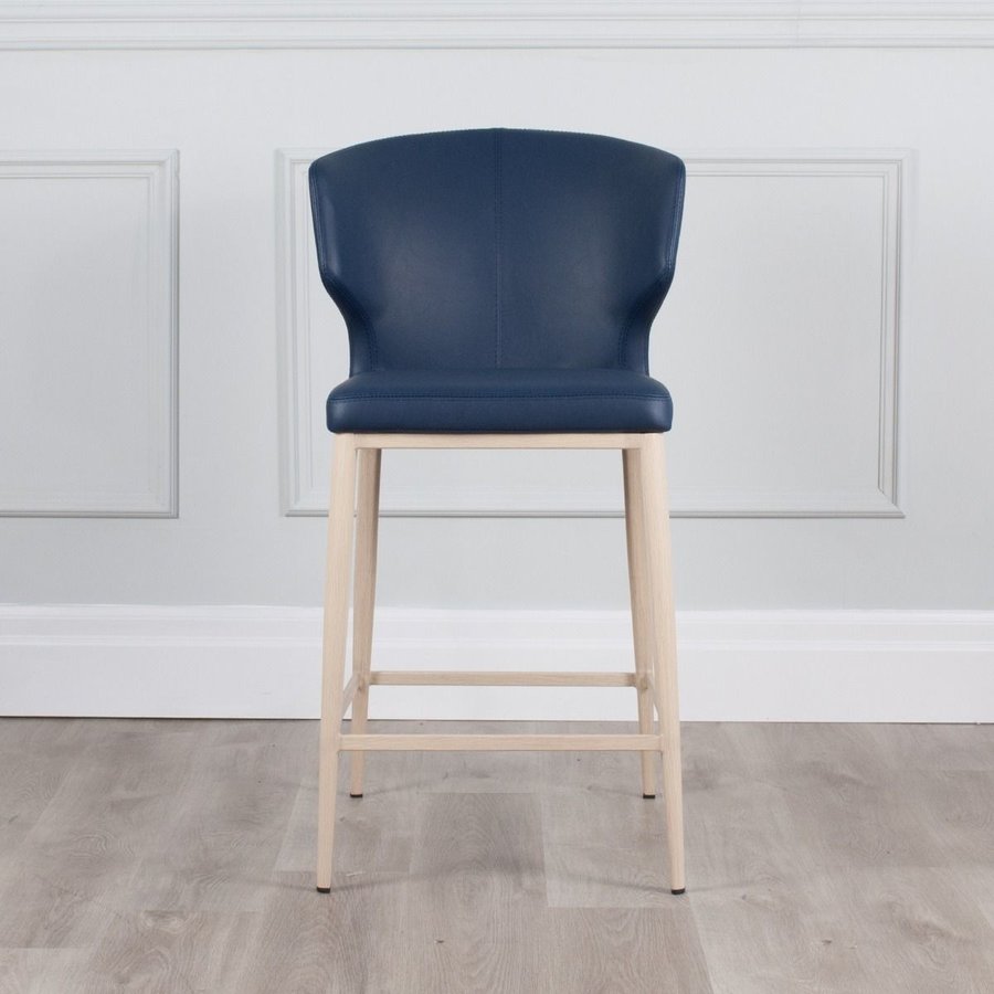 CABO COUNTER STOOL SYNTHETIC LEATHER STONE BLUE
