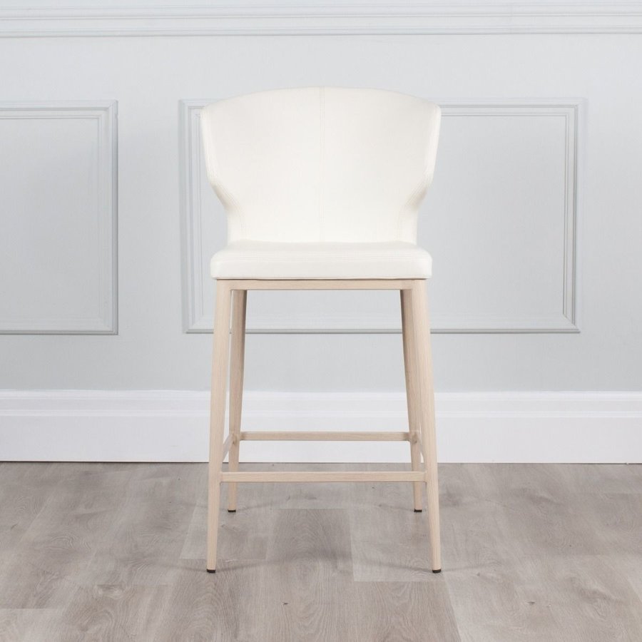 TABOURET COMPTOIR CABO CUIR SYNTHÉTIQUE BLANC