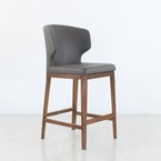 CABO COUNTER STOOL SYNTHETIC LEATHER CHARCOAL / WOOD BASE