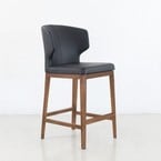 CABO COUNTER STOOL SYNTHETIC LEATHER BLACK / WOOD BASE